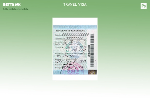 Мозамбик едноставен шаблон за виза во модерен стил